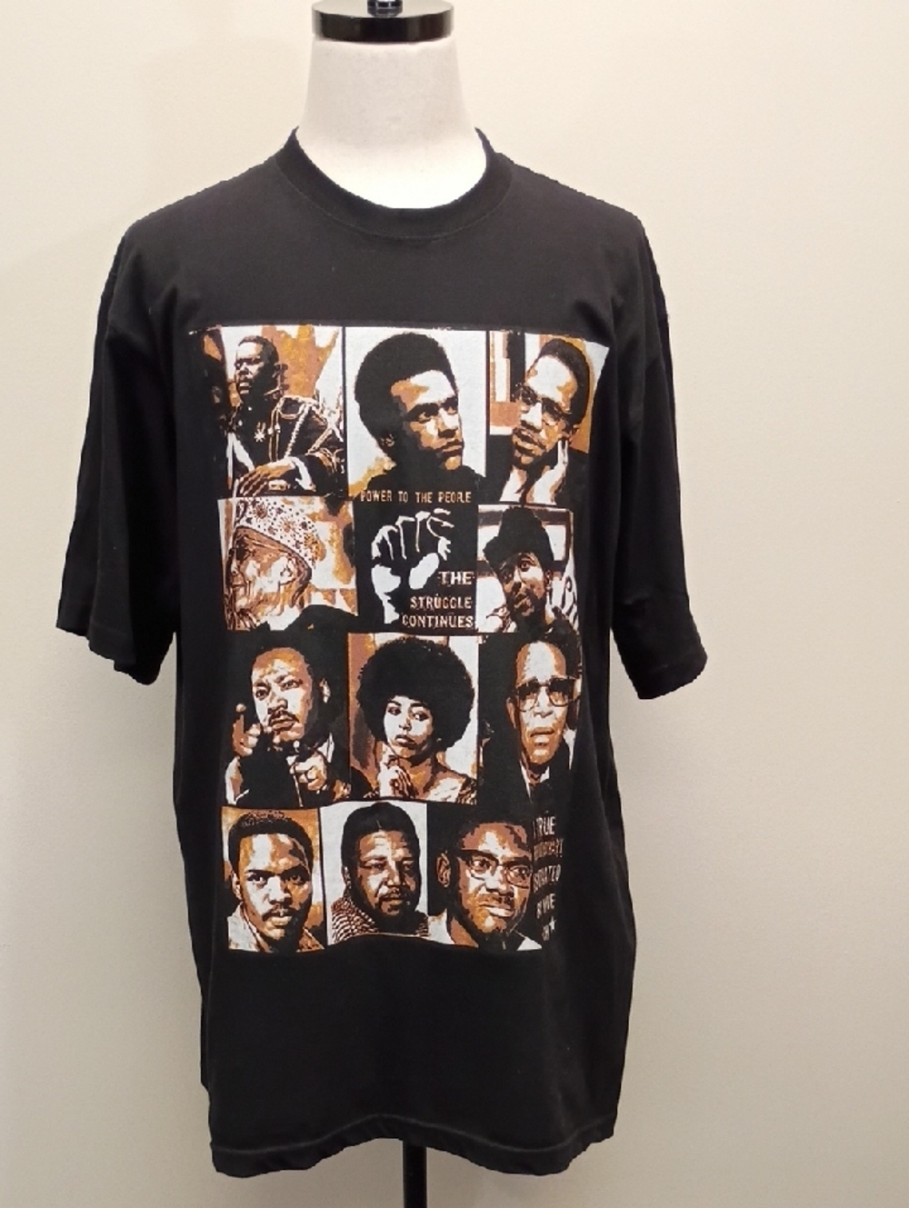IcedOut Black Graphic Tee Multi Portrait Print Short Sleeve Size 2XL